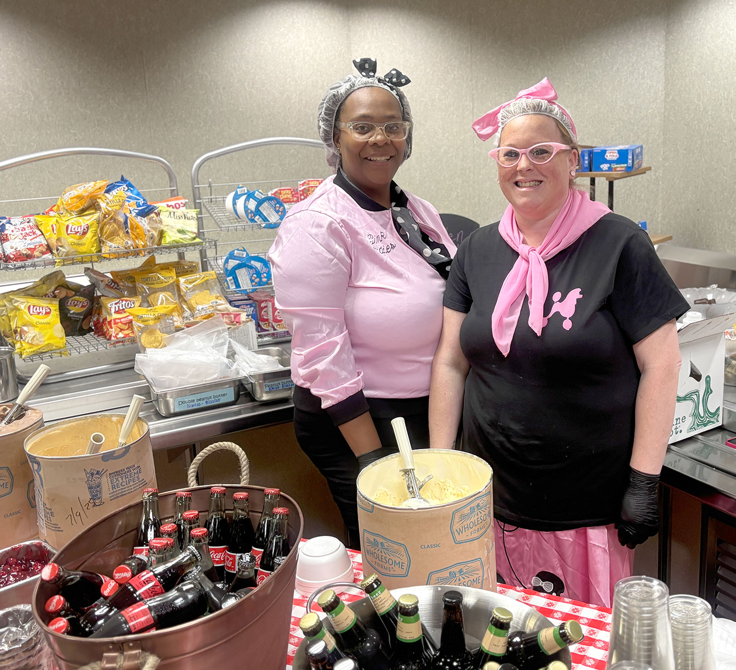 Daviess Community Hospital’s cafeteria came alive with 1950s charm on Thursday, August 21, as the Food & Nutrition Services team hosted a lively “Sock Hop” lunch event
